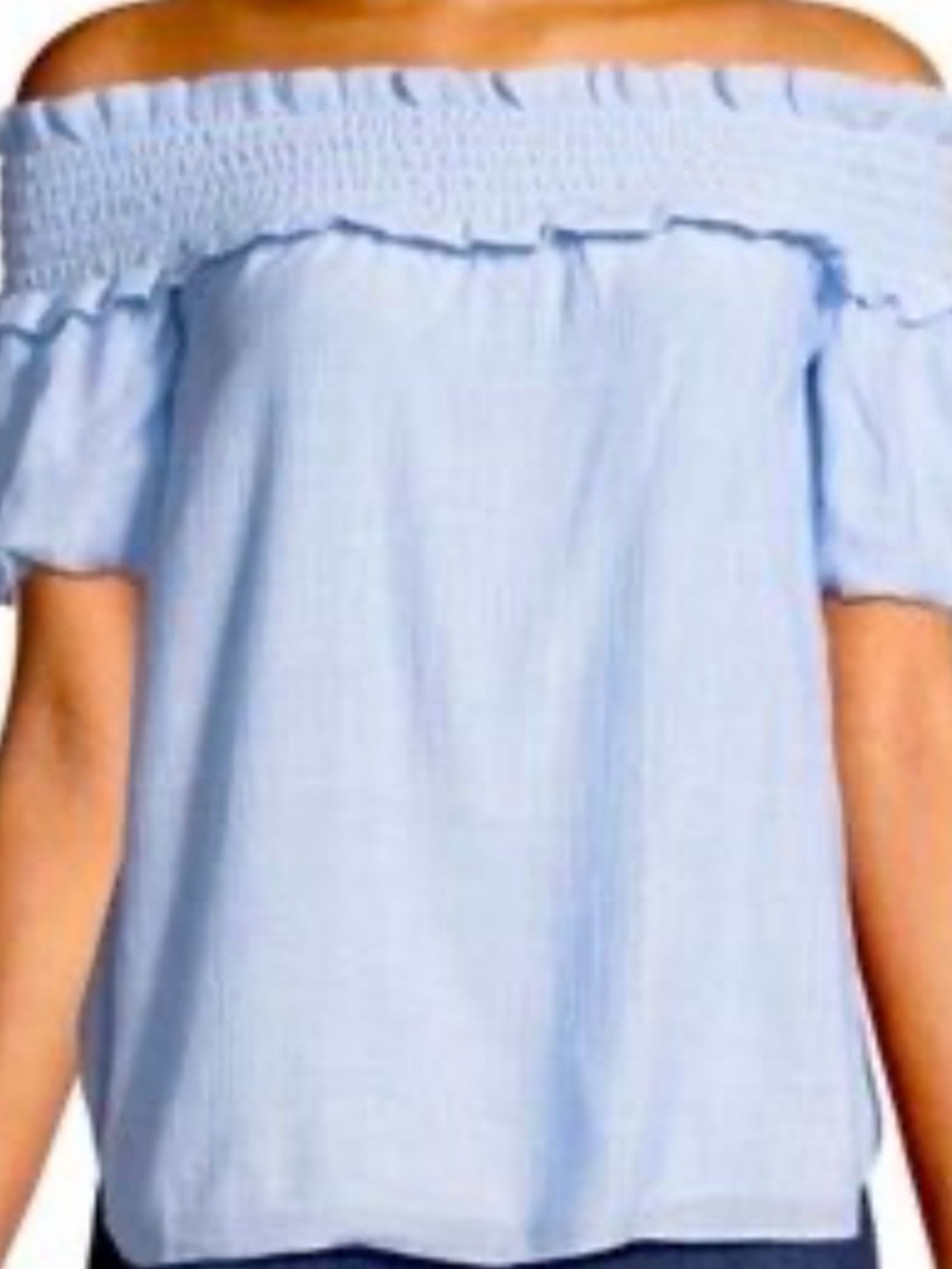 NWT Club Monaco Torcasta Top, blue lightweight, airy blouse off shoulder size 4